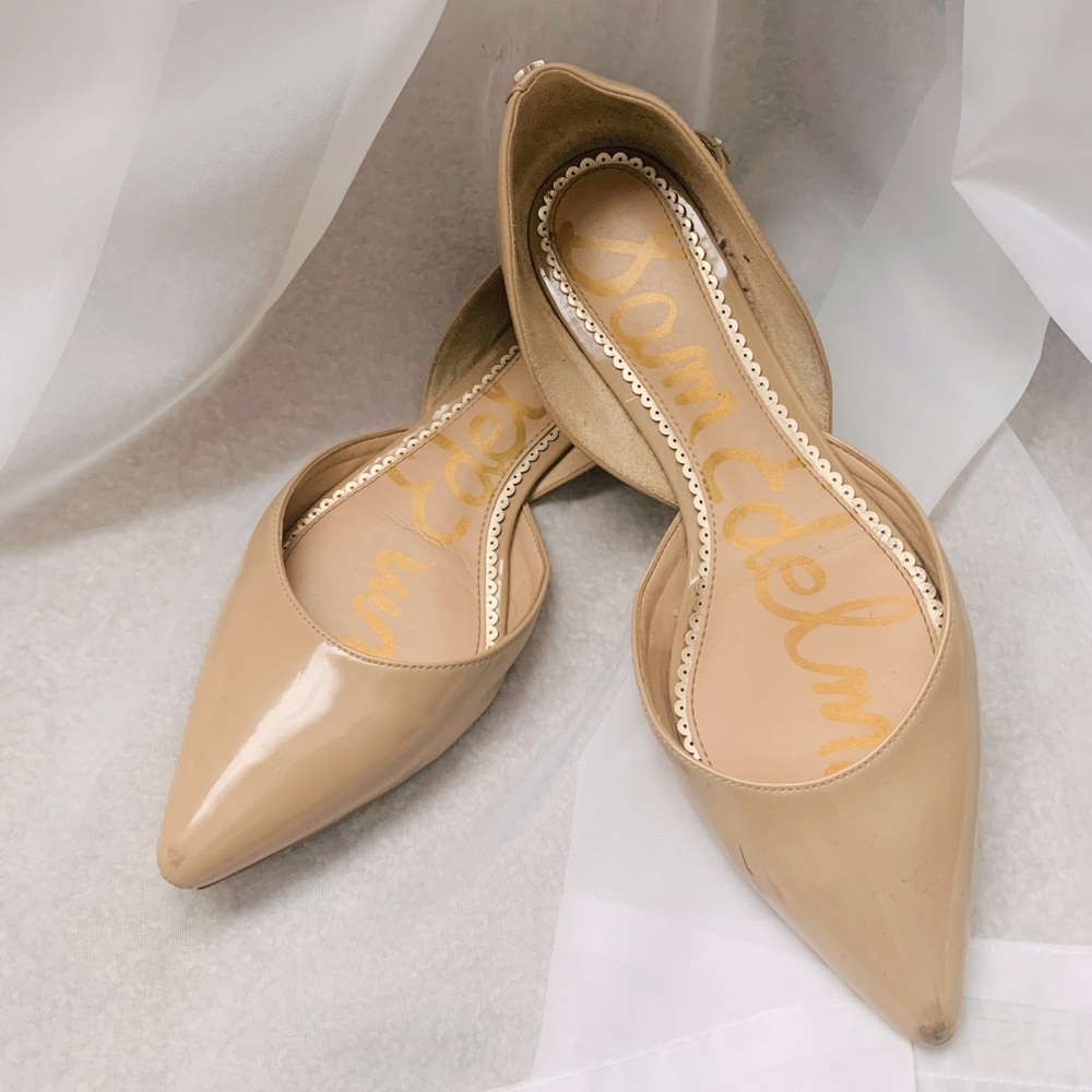 Sam Edelman Rodney Nude Beige Skin Brown Tan Ballet Flat D’Orsay Pointy Toe 7.5